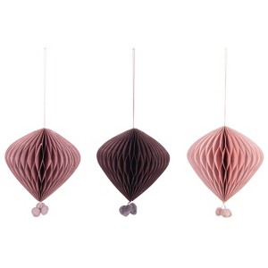 Storied Home Paper Ornament with Pom Poms (Set of 3), Multicolored - 1 of 3