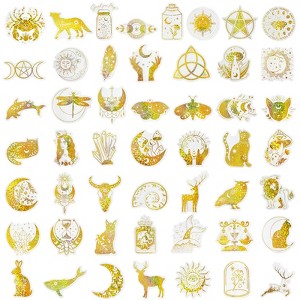 Wrapables Glittery Waterproof Transparent Holographic PET Spiritual Animals Stickers for Scrapbooking, Journaling, Water Bottles, Phones, (100pcs) - 1 of 4