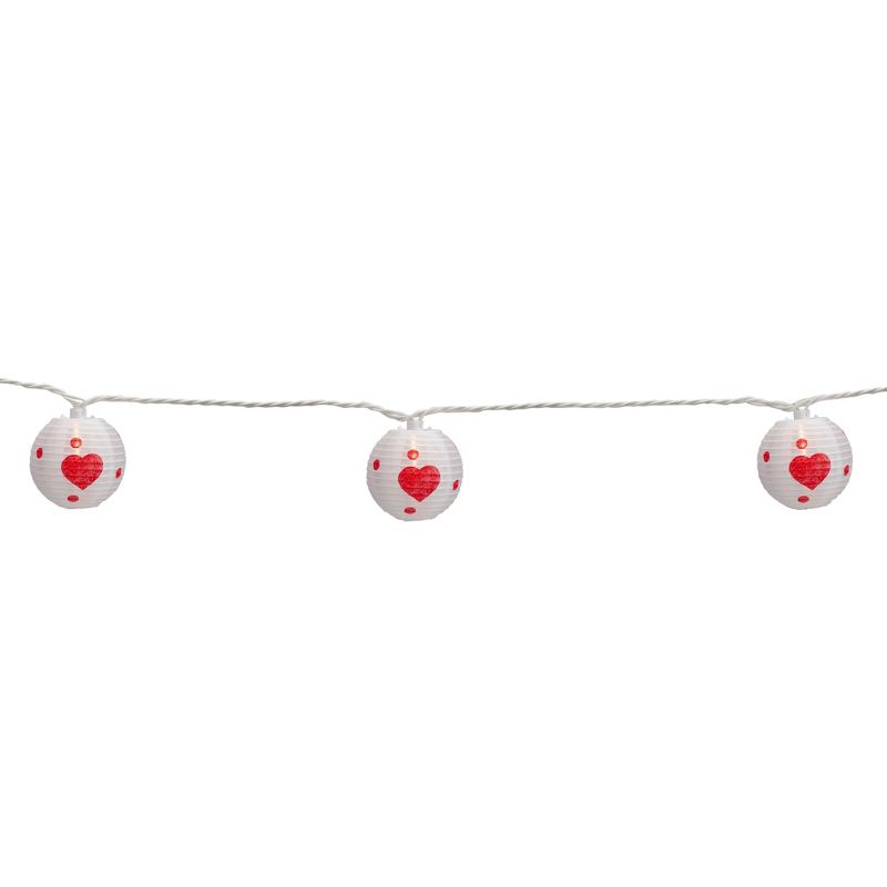 Northlight 10-Count White and Red Heart Paper Lantern Valentine's Day Lights, 8.5ft White Wire, 4 of 6