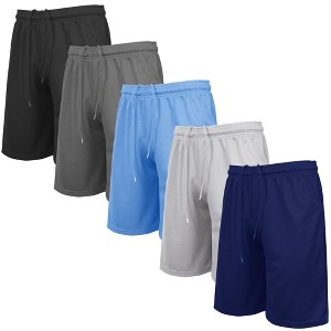 Jump Start Men's 5-Pack Lightweight Breathable Moisture Wicking Mesh Shorts - 1 of 4