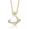 Guili 14K Gold Plated with Mother Of Pearl & Clear Cubic Zirconia Saturn-Inspired Necklce For Kids - 2 of 2