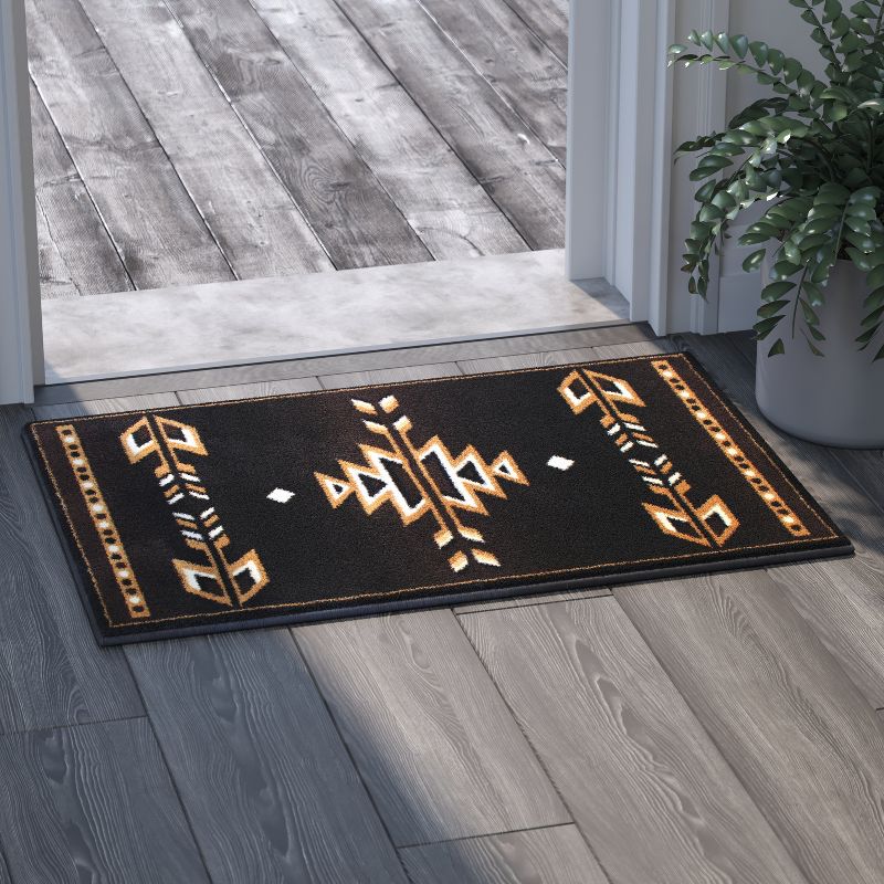 Emma and Oliver Olefin Accent Rug with Southwestern Geometric Arrow Design and Natural Jute Backing, 3 of 7