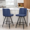Bekrvio 26" Swivel Counter Height Bar Stools Set of 1/2/3/4, Faux Leather or Velvet Upholstered with V-Shaped Metal Base for Kitchen Island - 2 of 4