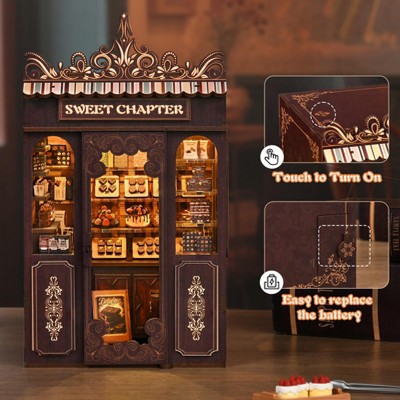 Детские куклы Etokfoks DIY 3D Wooden Book Nook Kit 1 Piece Miniature Tiny House Bookshelf Decor for Adults Teens Beginners Book Lovers Gift — фото 4