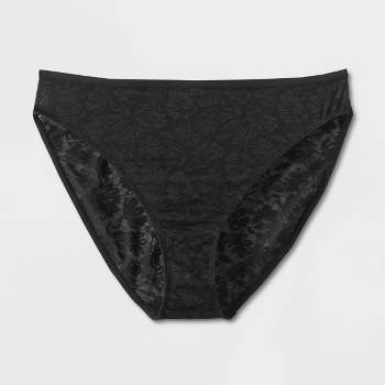 Curvy Couture Women's Plus Size Sheer Mesh High Cut Brief Panty 3 Pack Black /black/black S : Target