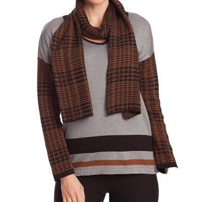 Women's Houndstooth V-Neck W/ Scarf - ANGEL