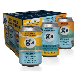 G's Dry Hard Ginger Beer Variety Pack - 6pk/12 fl oz Cans - 1 of 3