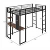 ALEXOUN Modern Heavy Metal Bunk Bed with 2 Ladders Metal Loft Bed with Desk for Bedroom, Dorm,Apartment Space-Saving,Silver - 3 of 4