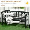 Wooden Patio Bench, Outdoor Garden Bench with Backrest and Armrests, 3 Person Porch Bench with Rustic Country Diamond Pattern - 4 of 4