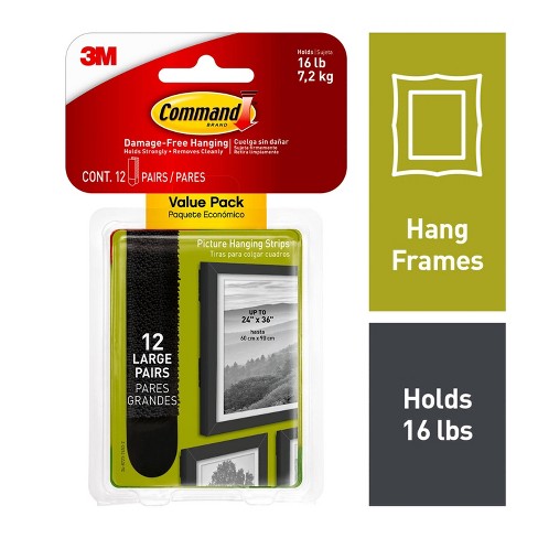 Command 12 Sets of Strips Large Sized Picture Hanging Strips Black - image 1 of 4