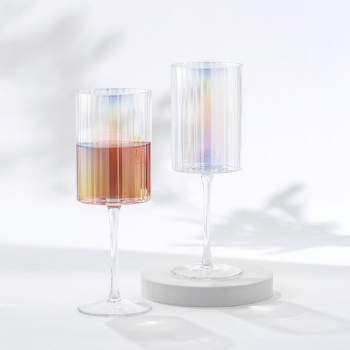 JoyJolt Christian Siriano New York Chroma Iridescent Red Wine Glass - 17.5 oz - Set of 2