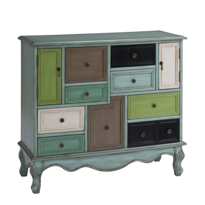 Leslie 9 Drawer 2 Door Cabinet Brown - Treasure Trove Accents