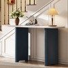 Narrow Console Accent Table,Table with Faux Marble Tabletop And Rubber Wood Legs,Oval Console Table For Living Room Hallway-Cuddlewood - 3 of 4