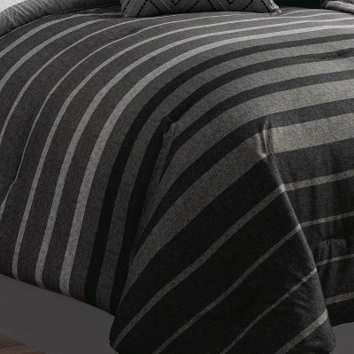 Riverbrook Home Queen 10pc Barkley Comforter Set Black/Gray - Riverbrook Home: Contemporary Striped Bedding with Decorative Pillows & Throw — фото 6