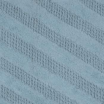 Unique Stripe Honeycomb Sculptured Bath Rug Made Soft Plush Cotton Is Super Soft The Touch Light Blue