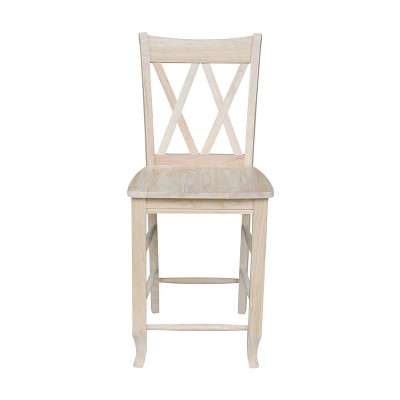 Eco-Friendly Parawood 24" Swivel Double X-Back Barstool - Unfinished