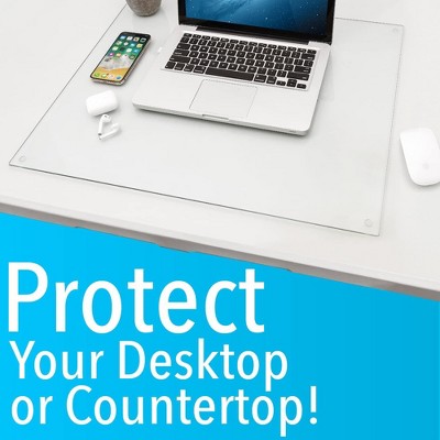 Clear Tempered Glass Desk Mat 19" x 24" for Desktop Protection