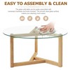 Round Glass Coffee Table with Tempered Glass Top & Sturdy Wood Tripod Base, Modern Cocktail Table, Easy Assembly for Living Room - 4 of 4