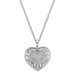 Black Bow Jewelry Rhodium Plated Sterling Silver & CZ My Granddaughter Necklace, 18 Inch - 1 of 4