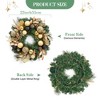 COZONY 22" Pre-Lit Christmas Wreath with 20 LED Lights, Gold Leaves, Berries & Ball Ornaments, Holiday Decor for Wall Outdoor Wall Fireplace - 2 of 4