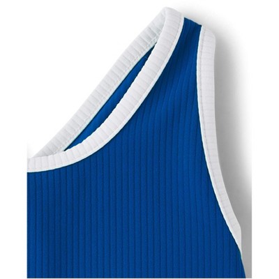 The Children's Place Girls Active Sleeveless Contrast Ribbed Cross Back Tank Top Blue M (7/8) — фото 2