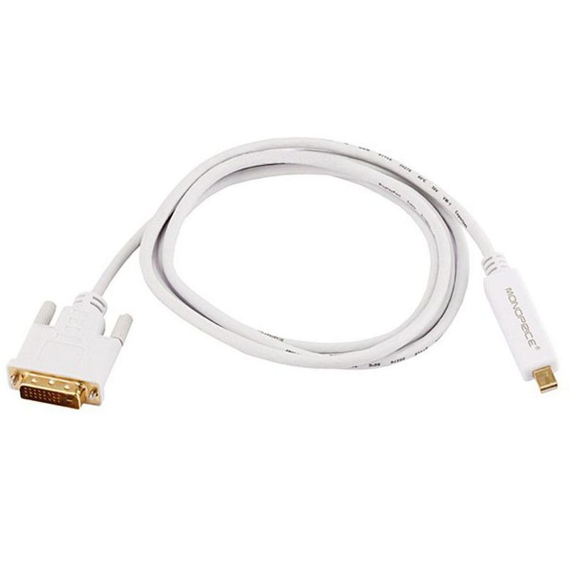 Monoprice Video Cable - 6 Feet - White | 32AWG Mini Display Port to DVI Cable, 1 of 4
