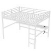 TopComfy Beds Metal Queen Size Loft Bed Frame with Built in Wardrobe with Desk and Storage Shelves for Bedroom, White, 63"*68.9"*95.68" - 4 of 4