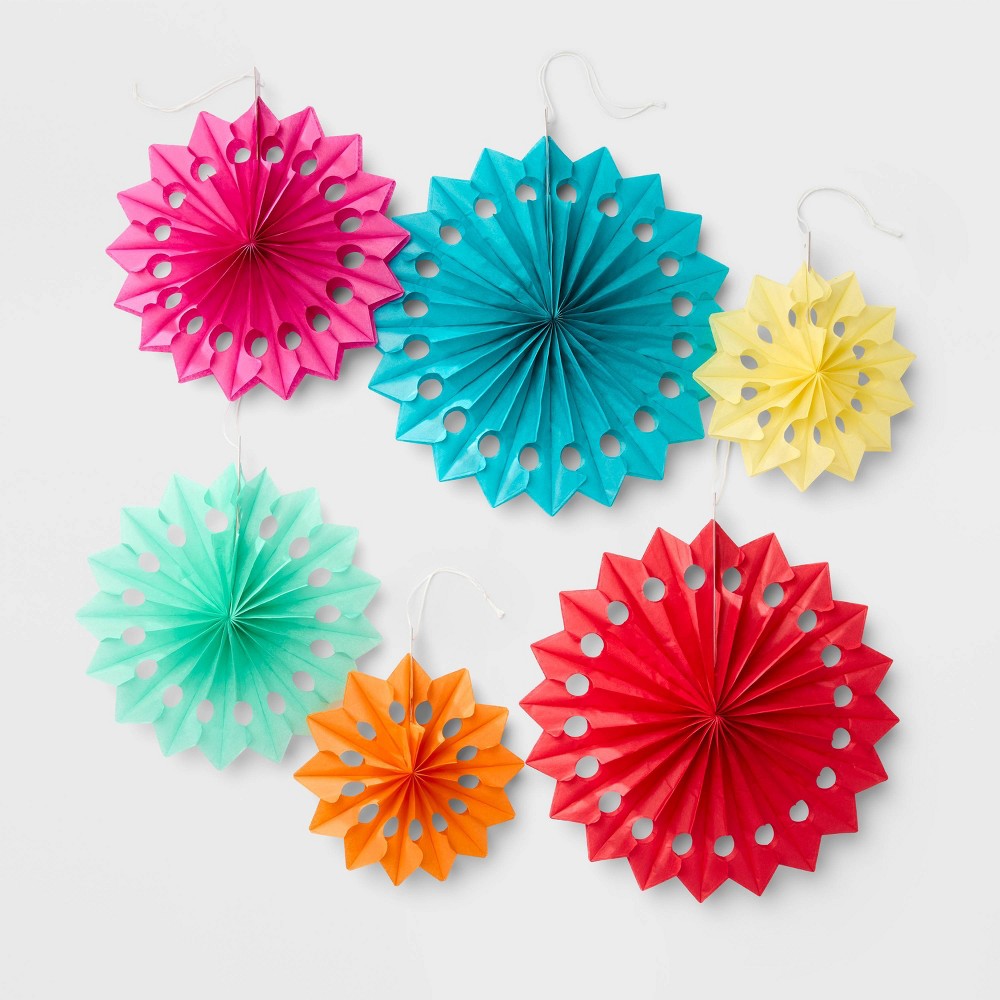 6ct Paper Fans - Spritz