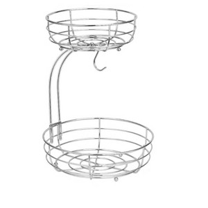 Itopfox 2-Tier Countertop Fruit and Vegetable Basket with Banana Hanger, Chrome Finish for Stylish Kitchen Storage - 1 of 4