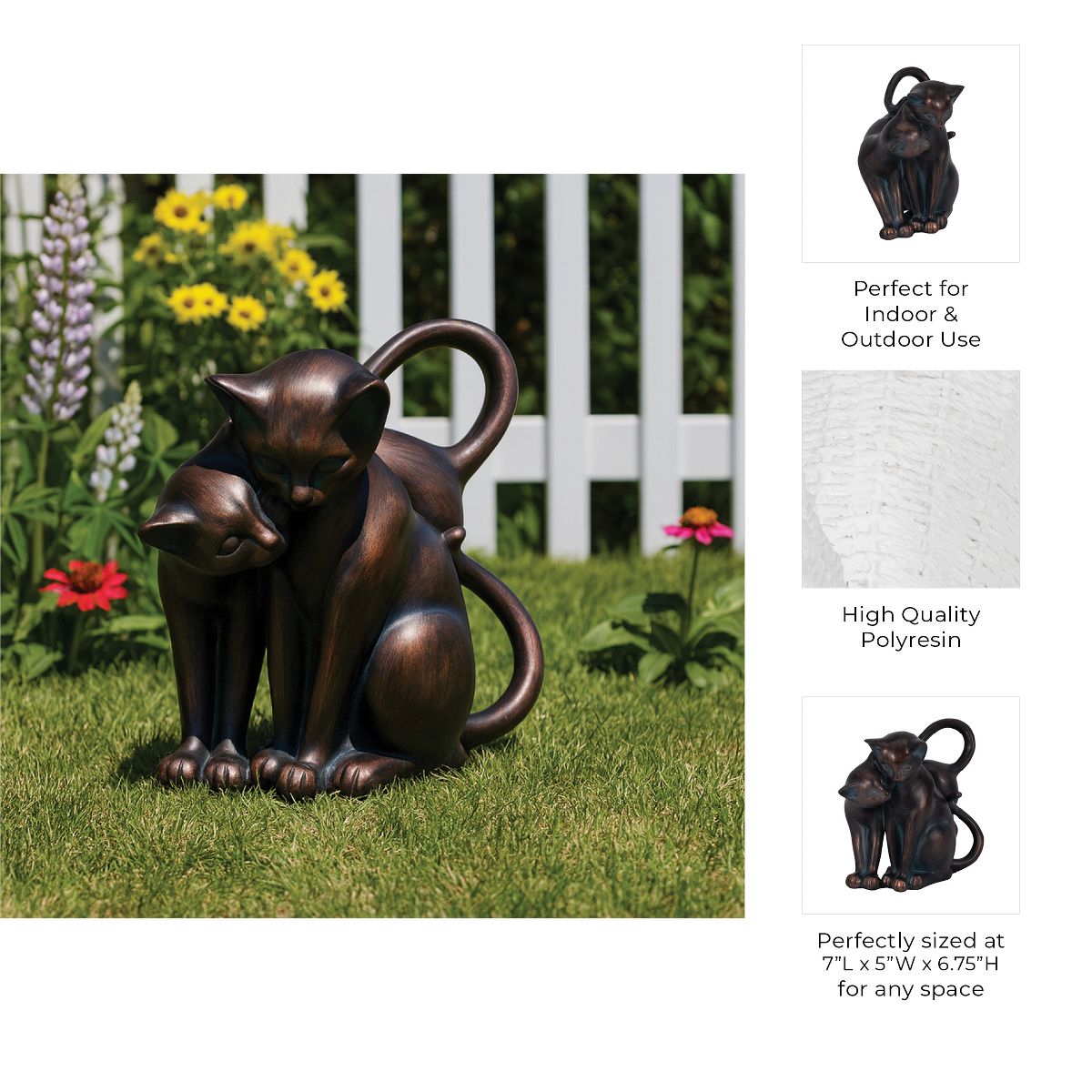 Decorative Cat with Figurine for Garden Decor - Whimsical Resin Figurine for Front Porch,Yard, Flower Bed Display - thumbnail 5