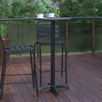 Mellie 23.5" Black Round Aluminum Bar Height Table