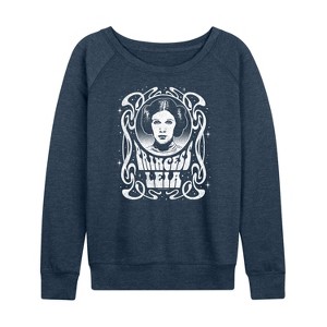 Women's - Star Wars - Princess Leia Art Nouveau Lightweight French Terry Wide Neck Long Sleeve Shirt - 1 of 4