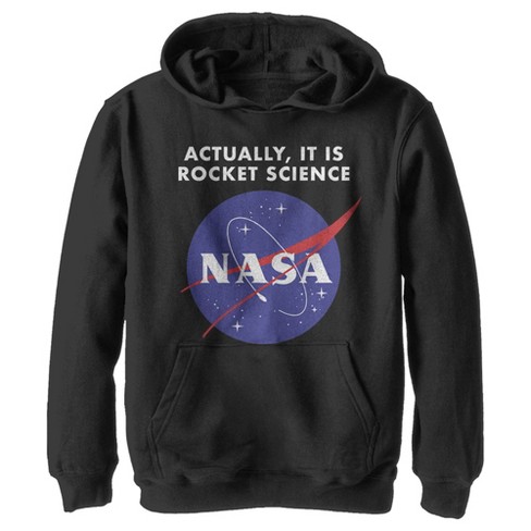 Boy s NASA Rocket Science Logo Pull Over Hoodie Black X Large