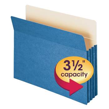 Smead File Pocket, Straight-Cut Tab, 3-1/2" Expansion, Letter Size, Blue, 25 per Box (73225)