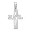 Black Bow Jewelry Sterling Silver Rhodium-Plated Flat Jesus Cross Pendant - 3 of 4