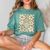 Simply Sage Market Women's Checkered Smiley Face Flowers Short Sleeve Garment Dyed Tee - 2 of 2