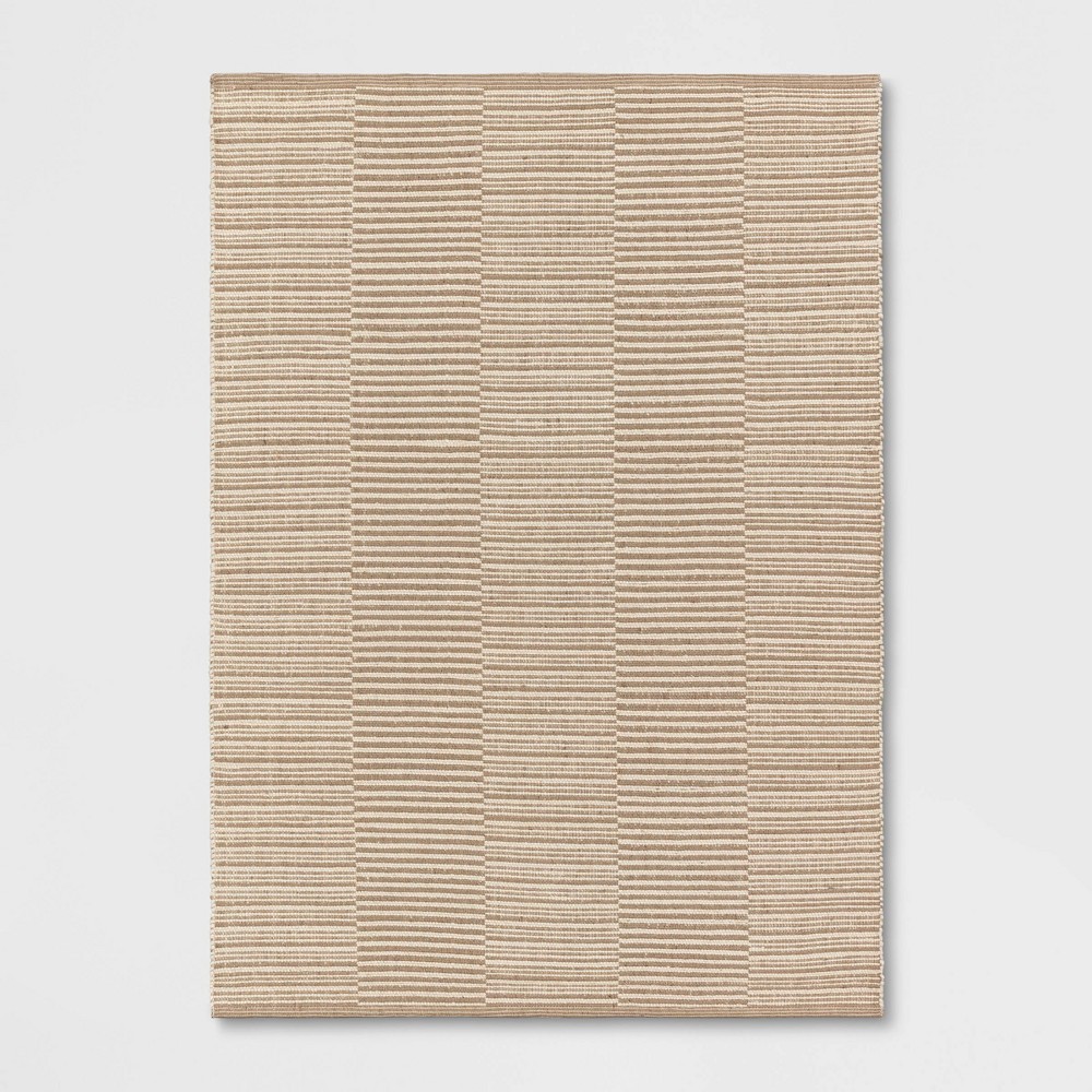5'x7' Hand Woven Jute Wool Cotton Ribbed Area Rug Cream - Threshold