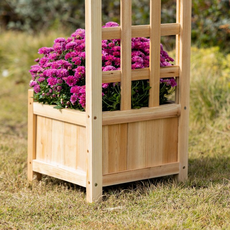 Outsunny Raised Garden Bed with Trellis Board Back & Strong Wooden Design & Materials, 6 of 9