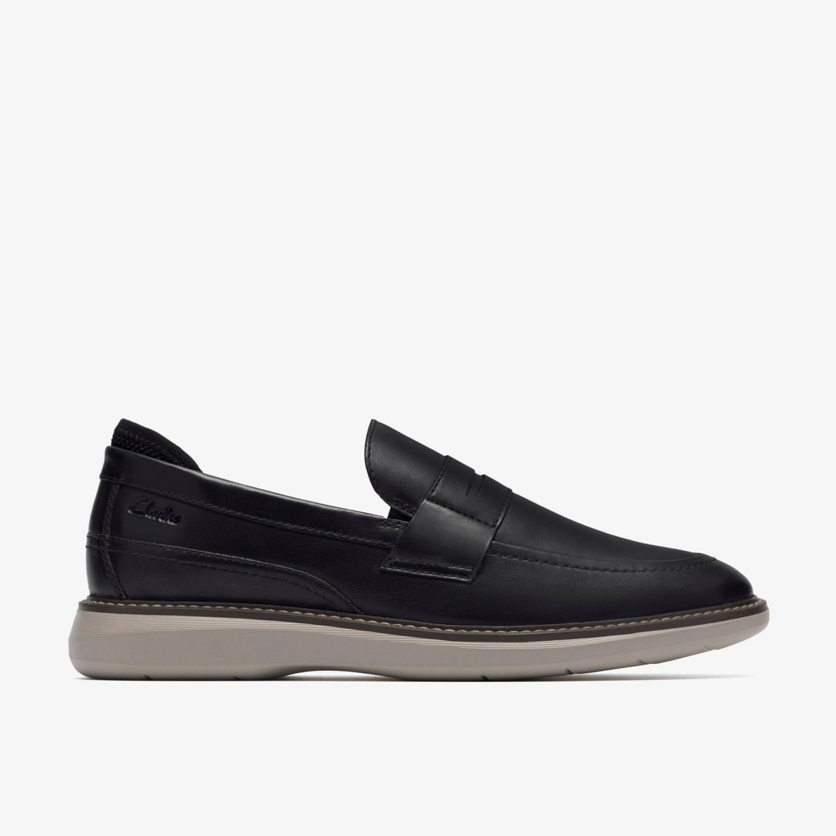 Clarks Mens Brantin Loafer Black Leather Shoes