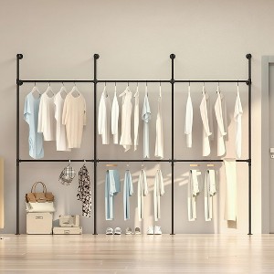 Industrial Pipe Clothing Rack Wall Mount, Closet Storage System for Walk In Closet, Garment Rack, Closet Wardrobe Rack for Hanging Clothes, 118 Inch - 1 of 4