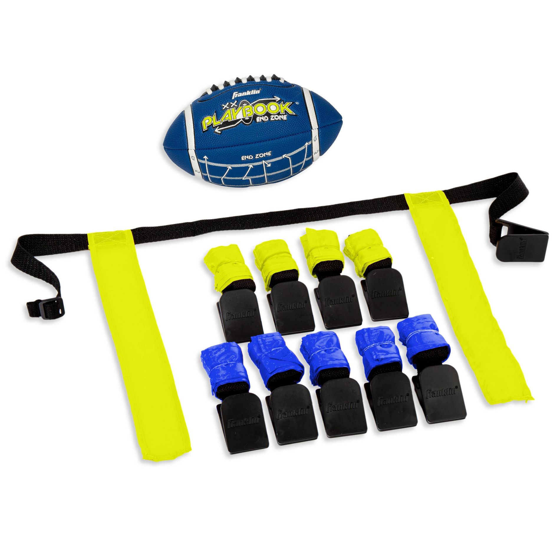 Franklin Sports 10 Player Flag Football Set: Mini Blue Football for Kids Aged 6+