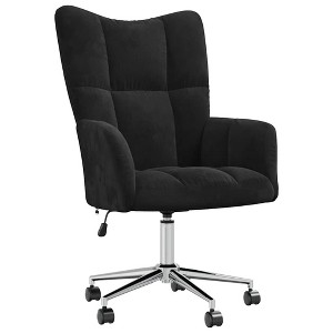 vidaXL Relaxing Chair – Black Velvet, Adjustable Height, 360-Degree Swivel, Rolling Castors, Sturdy Steel Frame - for Office, Living Room, Lounge Area - 1 of 4
