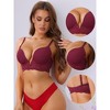 Allegra K Women's Lace Deep V-Neck Adjustable Straps Underwired Push-Up Bras - 3 of 4