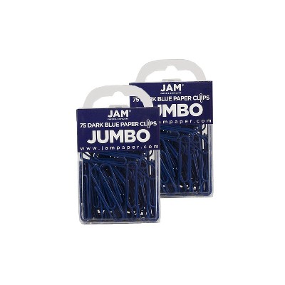 JAM Paper Colored Jumbo Paper Clips Large 2 Inch Dark Blue Paperclips 42186869A