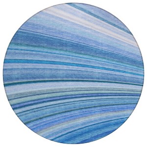 Denim Blue And Sky Blue Abstract Washable Indoor Outdoor Area Rug - 1 of 4
