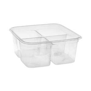 Pactiv Evergreen EarthChoice Square Recycled Bowl,4-Compartment, 32 oz, 6.13 x 6.13 x 2.61, Clear, Plastic, 360/Carton - 1 of 4