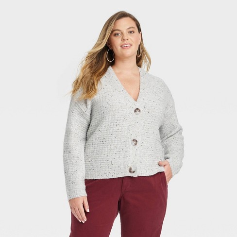Women s Cozy Knit Button down Cardigan Universal Thread Gray Xxl Target