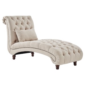 Beekman Place Button Tufted Grand Chaise - Oatmeal - Inspire Q