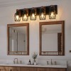 31" Industrial Vintage 5-Light Wall Sconce - Black Cage Wall Lighting Fixture with Wooden Accents for Bathroom,Hallway,Living Room (Bulb Not Included) - 3 of 4