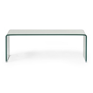 Gulches Coffee Table with 12MM Tempered Bent Glass - Modern Translucent Design for Living Room - 1 of 4